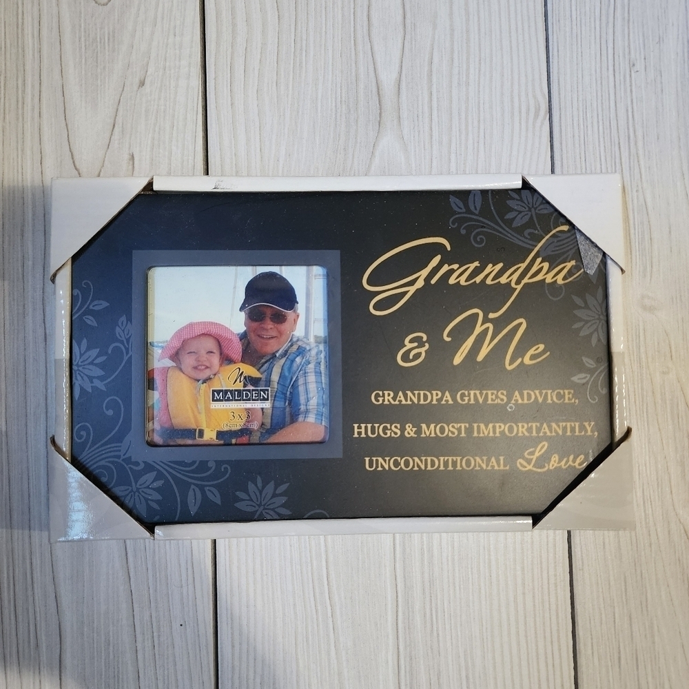 Malden Grandpa & Me Black 3x3 Photo Frame NWT